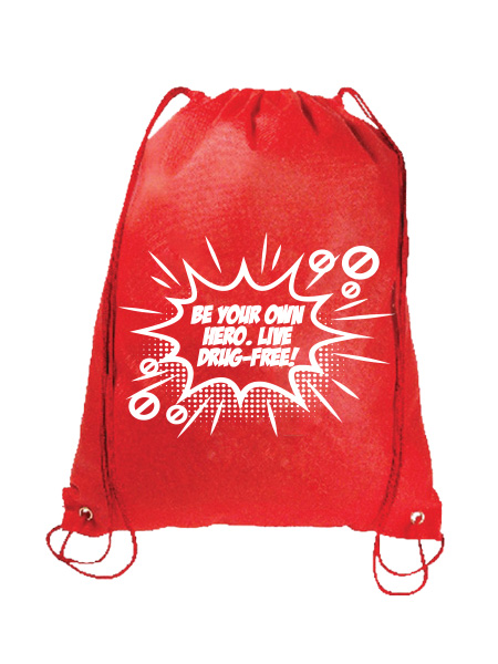 Be Your Own Hero. Live Drug-Free! Drawstring Backpack