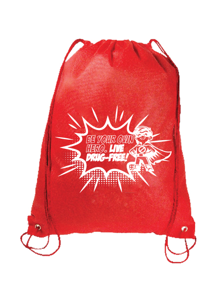 Be Your Own Hero. Live Drug-Free! Youth Drawstring Backpack